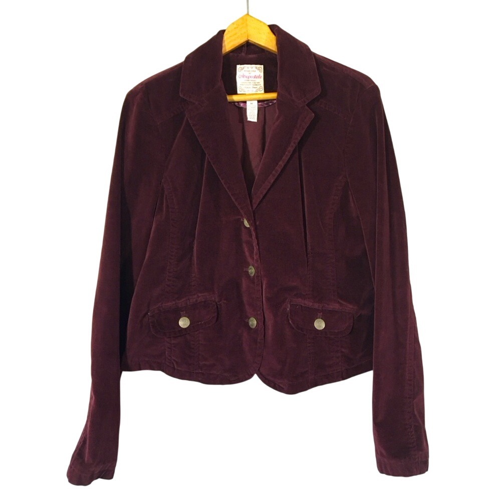 Vintage Y2K Aeropostale Cropped Velvet‎ Blazer Jacket Size XL